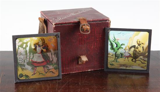 A set of twenty four Alice in Wonderland magic lantern slides,